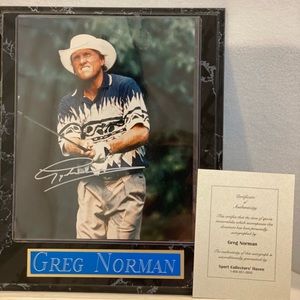 Greg Norman autographed photo plaque with certificate of authenticity